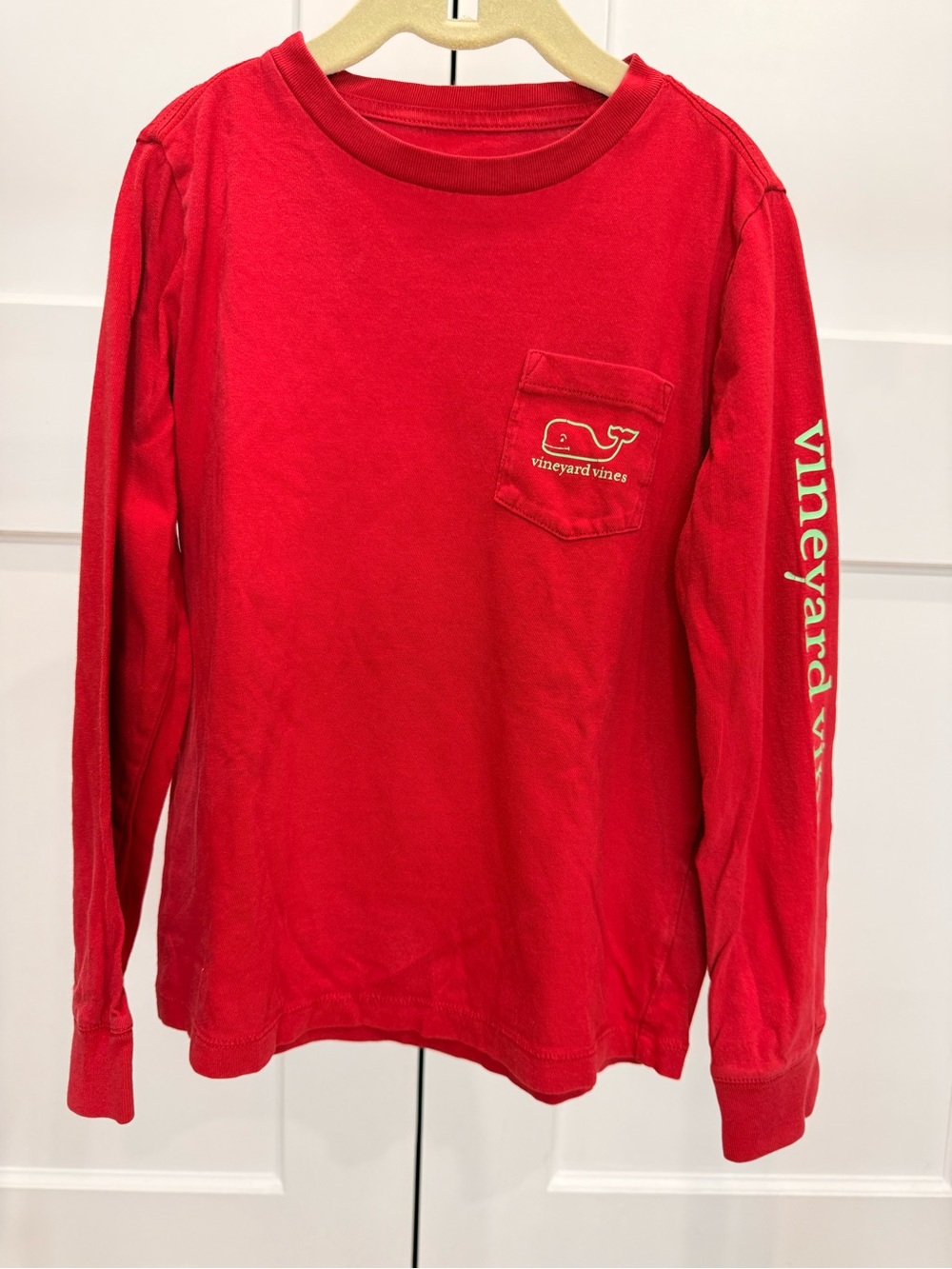 Vineyard Vines Kids Red Long-Sleeve Pocket Tee